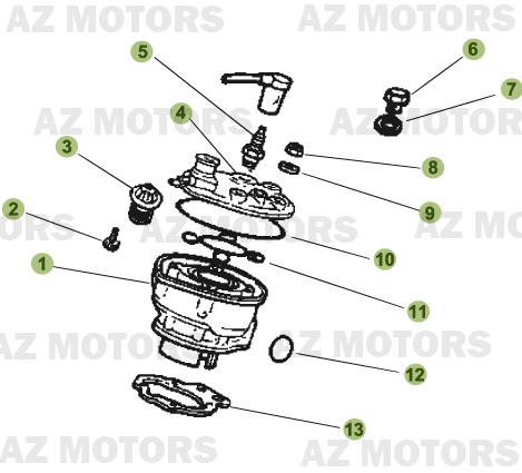 Cylindre Culasse Distribution AZMOTORS PiÃ¨ces Beta 50 Motard STANDARD - 2009