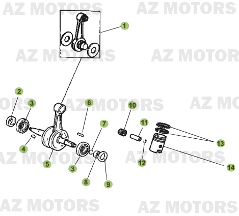 Vilebrequin Piston Contre Arbre AZMOTORS PiÃ¨ces Beta 50 Motard STANDARD - 2009