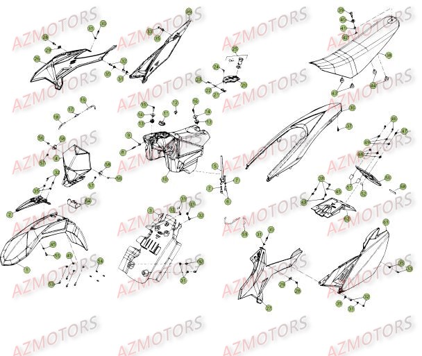 Carenages   Reservoir   Selle AZMOTORS PiÃ¨ces Beta 50 Motard STANDARD - 2013-2012