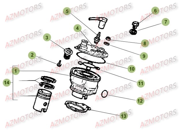Cylindre   Culasse   Distribution AZMOTORS PiÃ¨ces Beta 50 Motard STANDARD - 2013-2012