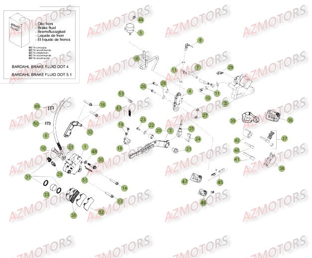 Freins Du No Serie 500001 A 500170 AZMOTORS PiÃ¨ces Beta 50 Motard STANDARD - 2013-2012