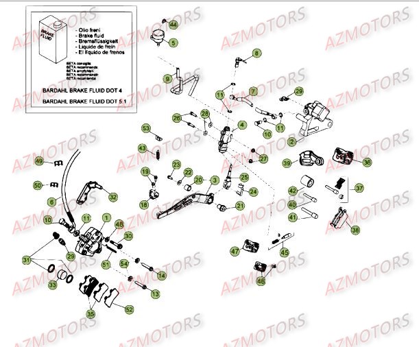 Freins Du No Serie 500171 A 501544 AZMOTORS PiÃ¨ces Beta 50 Motard STANDARD - 2013-2012