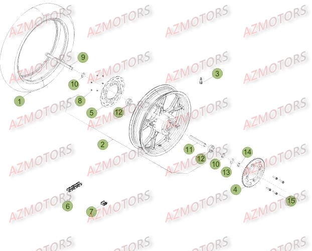 Roue Arriere Du No Serie 500736 A 501231 AZMOTORS PiÃ¨ces Beta 50 Motard STANDARD - 2013-2012