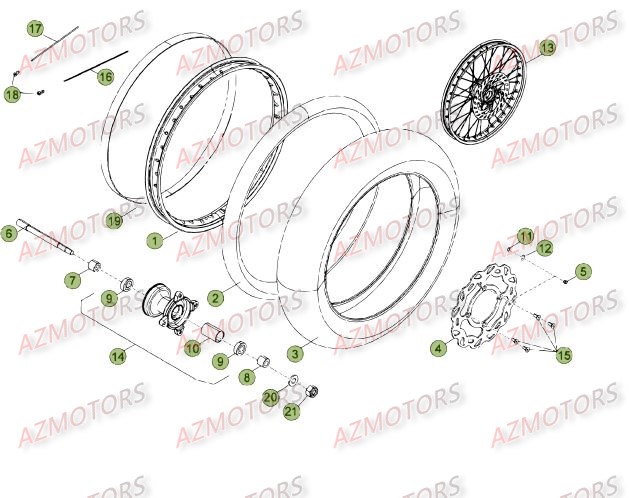 Roue Avant Du No Serie 500001 A 500735 AZMOTORS PiÃ¨ces Beta 50 Motard STANDARD - 2013-2012