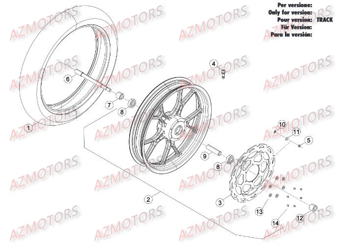 Roue Avant Du No Serie 501232 A 501544 AZMOTORS PiÃ¨ces Beta 50 Motard STANDARD - 2013-2012