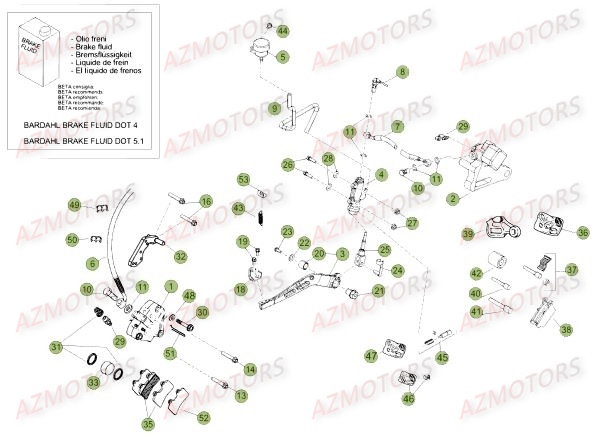 Frein Du No Serie 500001 A 500170 AZMOTORS PiÃ¨ces Beta 50 Motard STANDARD - 2014