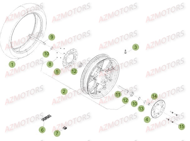 Roue Arriere Du No Serie 501981 A 599999 AZMOTORS PiÃ¨ces Beta 50 Motard STANDARD - 2014