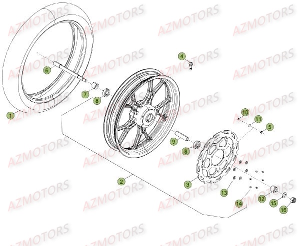 Roue Avant Du No Serie 501545 A 501980 AZMOTORS PiÃ¨ces Beta 50 Motard STANDARD - 2014
