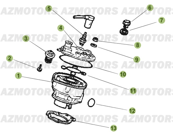 Cylindre Culasse Distribution AZMOTORS PiÃ¨ces Beta 50 Motard STANDARD - 2011-2010