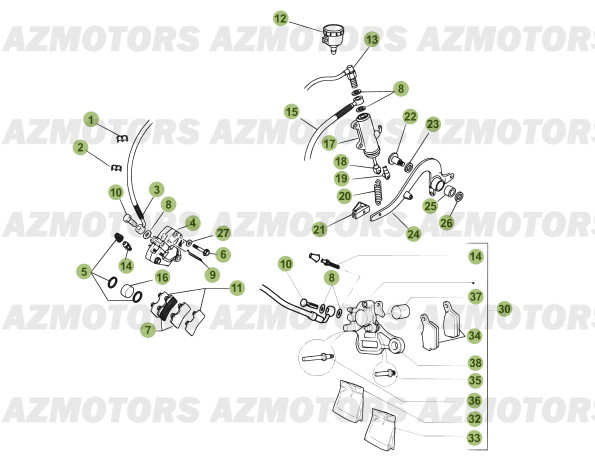 Freins AZMOTORS PiÃ¨ces Beta 50 Motard STANDARD - 2011-2010