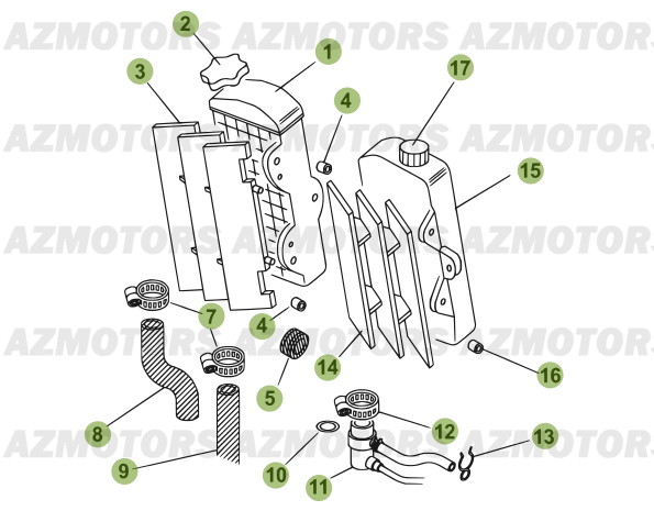 Installation De Refroidissement AZMOTORS PiÃ¨ces Beta 50 Motard STANDARD - 2011-2010
