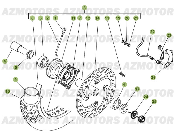 Roue Avant AZMOTORS PiÃ¨ces Beta 50 Motard STANDARD - 2011-2010