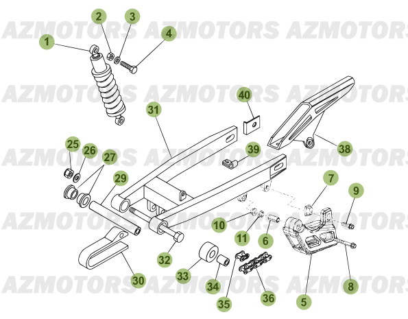 Suspension Arriere AZMOTORS PiÃ¨ces Beta 50 Motard STANDARD - 2011-2010