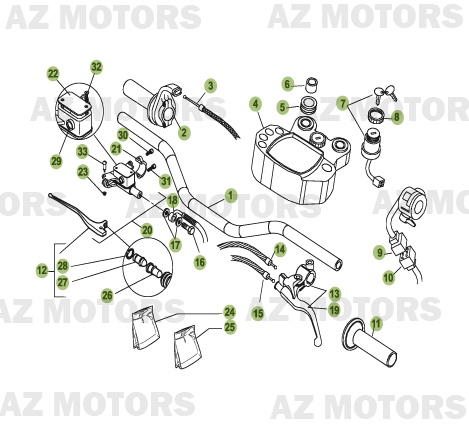 Commandes   Guidon AZMOTORS PiÃ¨ces Beta 50 Motard TRACK - 2008