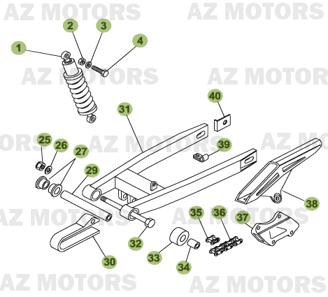 Fourche Arriere   Suspension Ar AZMOTORS PiÃ¨ces Beta 50 Motard TRACK - 2008