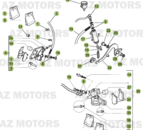 Freins AZMOTORS PiÃ¨ces Beta 50 Motard TRACK - 2008