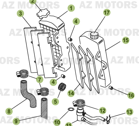 Installation De Refroidissement AZMOTORS PiÃ¨ces Beta 50 Motard TRACK - 2008