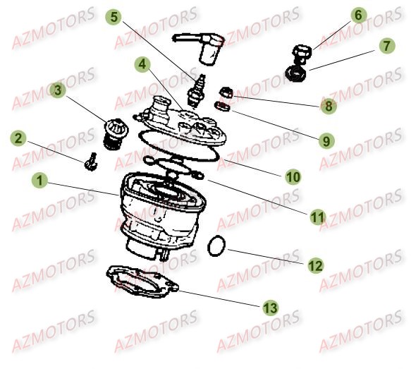 Cylindre   Culasse   Distribution AZMOTORS PiÃ¨ces Beta 50 Motard TRACK - 2009