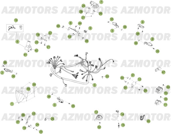 Installation Electrique Du Numero Serie 400001 A 401076 AZMOTORS PiÃ¨ces Beta 50 Motard TRACK - 2013-2012