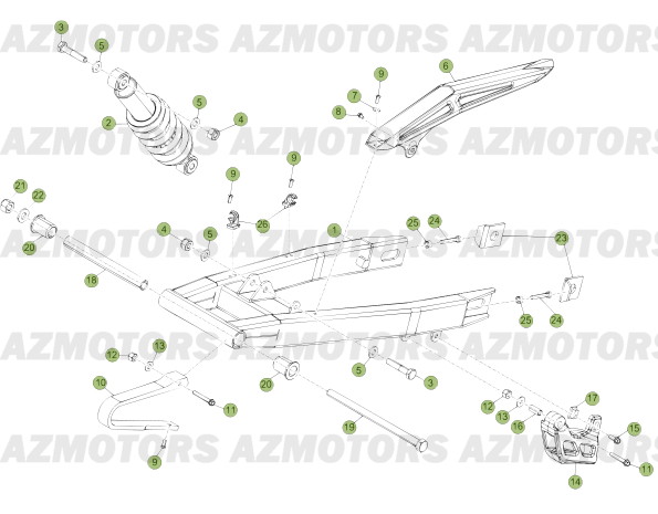 Suspensions Arrieres AZMOTORS PiÃ¨ces Beta 50 Motard TRACK - 2013-2012