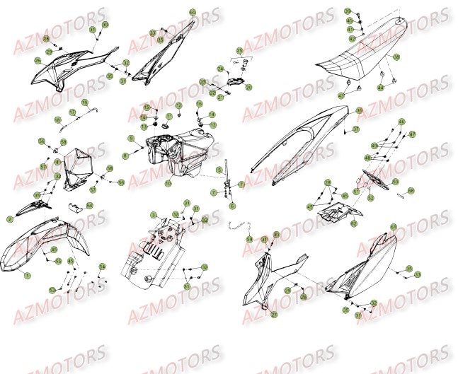 Carenages   Reservoir   Selle Du No Serie 400001 A 401331 AZMOTORS PiÃ¨ces Beta 50 Motard TRACK - 2015-2014