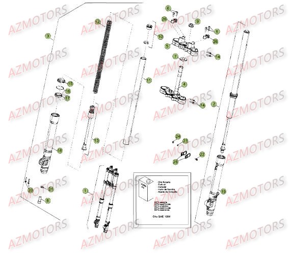 Fourche Du No Serie 400221 A 401331 AZMOTORS PiÃ¨ces Beta 50 Motard TRACK - 2015-2014