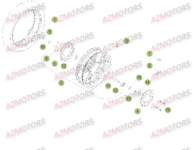 Roue Arriere Du No Serie 401077 A 401331 AZMOTORS PiÃ¨ces Beta 50 Motard TRACK - 2015-2014