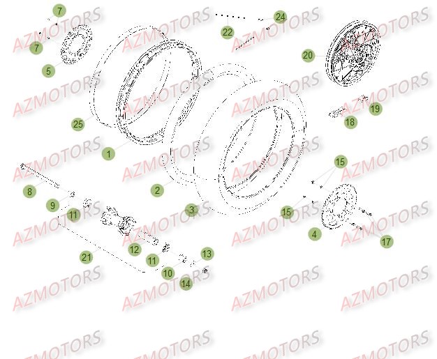 Roue Arriere Du No Serie 401332 A 499999 AZMOTORS PiÃ¨ces Beta 50 Motard TRACK - 2015-2014