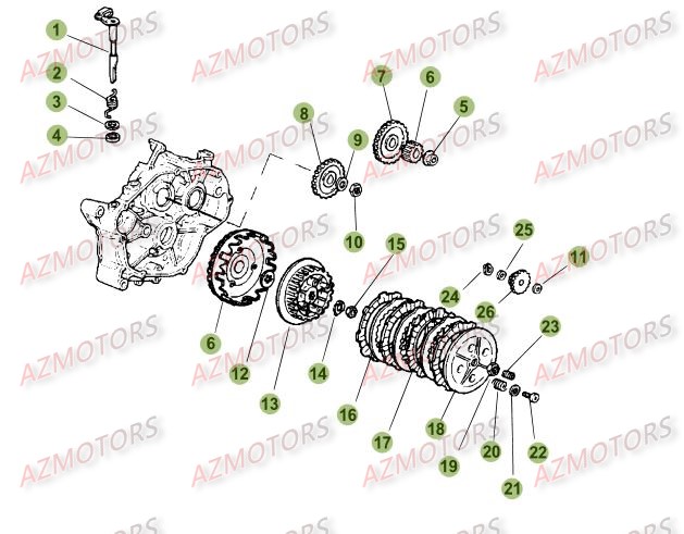 Transmission Principale   Embrayage AZMOTORS PiÃ¨ces Beta 50 Motard TRACK - 2015-2014