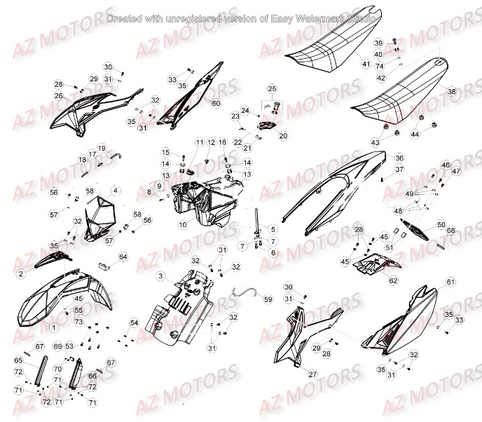 Carenages AZMOTORS PiÃ¨ces Beta 50 Motard TRACK - 2016