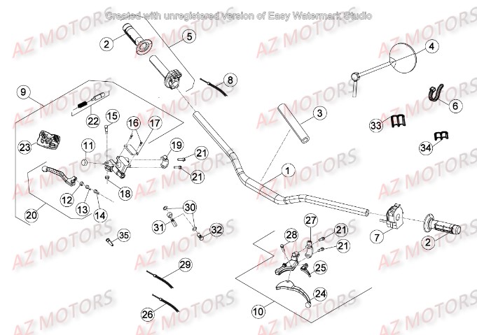 Commandes Guidon AZMOTORS PiÃ¨ces Beta 50 Motard TRACK - 2016