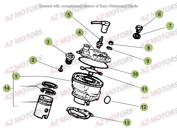 Cylindre AZMOTORS PiÃ¨ces Beta 50 Motard TRACK - 2016