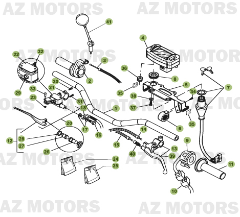 Commandes Guidon AZMOTORS PiÃ¨ces Beta 50 Motard TRACK - 2011-2010