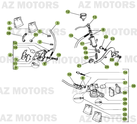 Freins AZMOTORS PiÃ¨ces Beta 50 Motard TRACK - 2011-2010