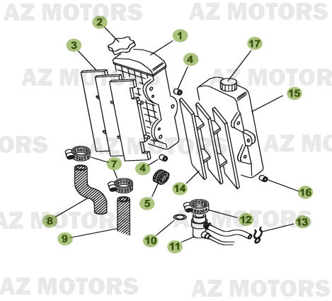 Installation De Refroidissement AZMOTORS PiÃ¨ces Beta 50 Motard TRACK - 2011-2010