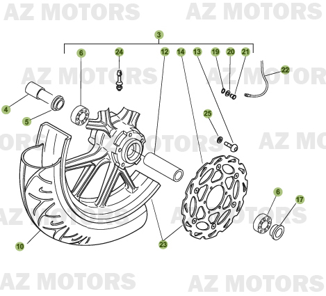 Roue Avant AZMOTORS PiÃ¨ces Beta 50 Motard TRACK - 2011-2010