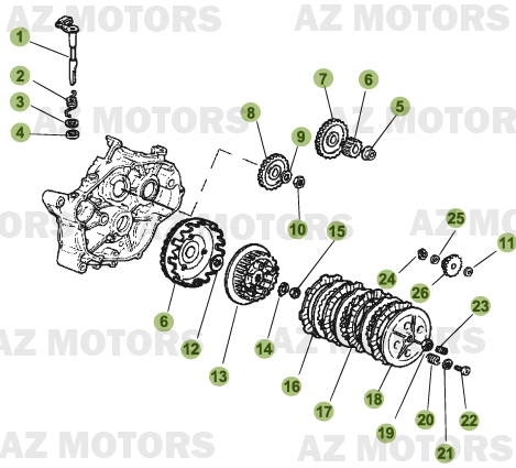 Transmission Principale Embrayage AZMOTORS PiÃ¨ces Beta 50 Motard TRACK - 2011-2010