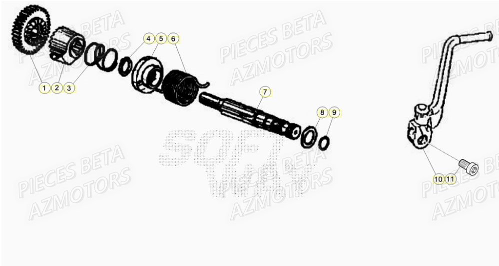 Kick Starter AZMOTORS Pieces Beta 50 RR RACING - 2021-2022