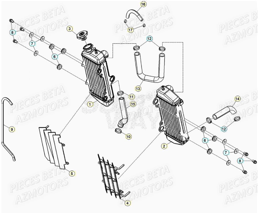 Radiateur AZMOTORS Pieces Beta 50 RR RACING - 2021-2022