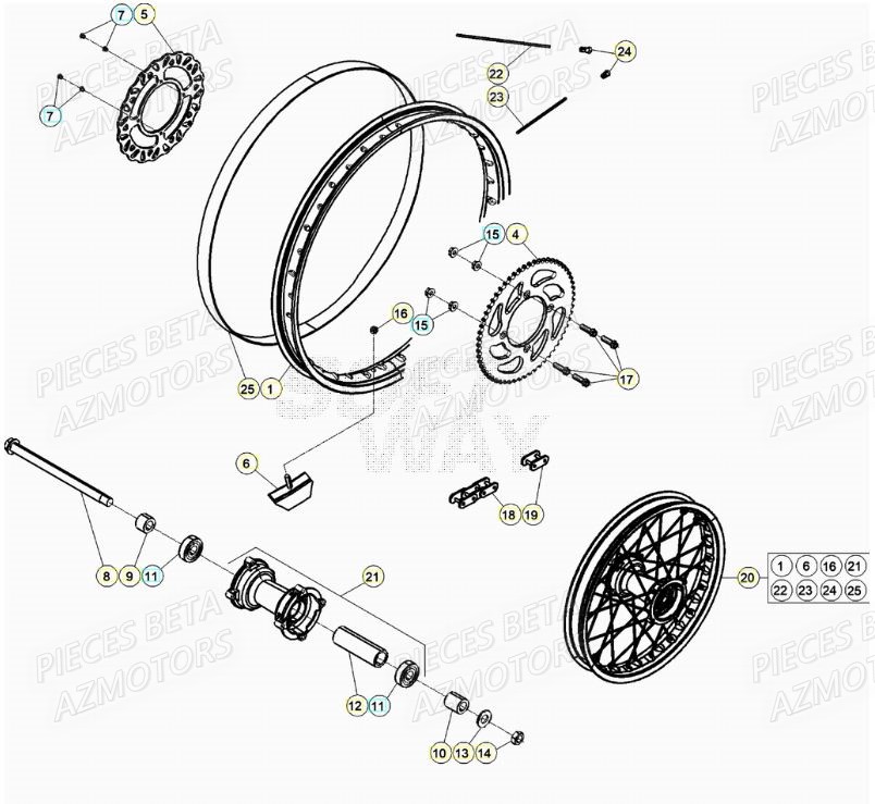 Roue Arriere AZMOTORS Pieces Beta 50 RR RACING - 2021-2022