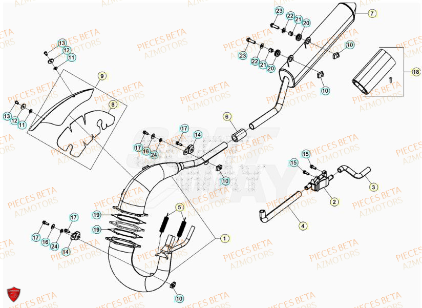 Echappement AZMOTORS Pieces Beta 50 RR RACING - 2023-2024