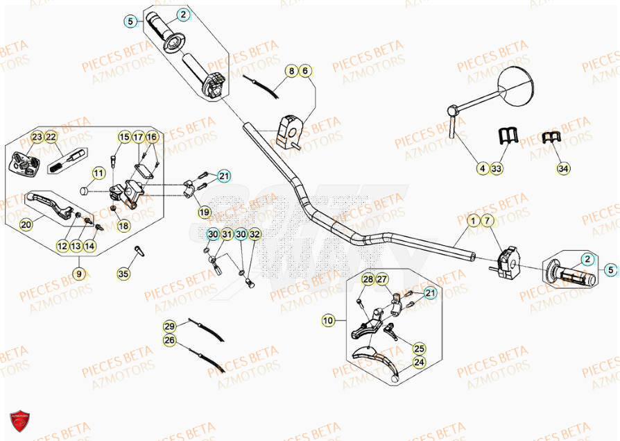 Guidon AZMOTORS Pieces Beta 50 RR RACING - 2023-2024