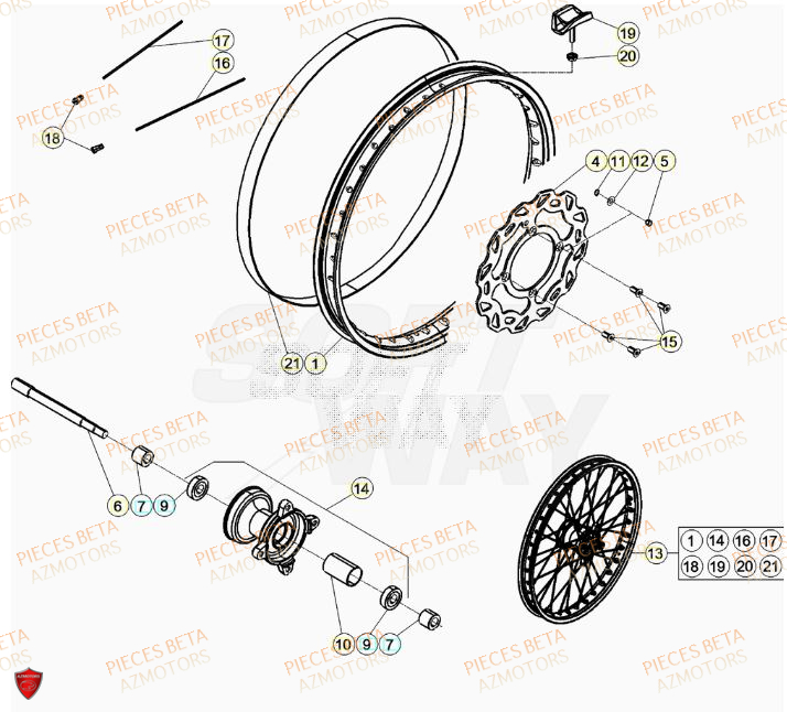 Roue Avant AZMOTORS Pieces Beta 50 RR RACING - 2023-2024