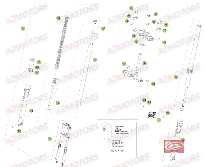 Fourche No Serie 2000876 A 201251 AZMOTORS PiÃ¨ces Beta RR 50 STANDARD - 2014