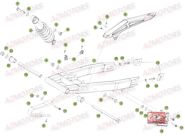 Suspension Arriere AZMOTORS PiÃ¨ces Beta RR 50 STANDARD - 2014