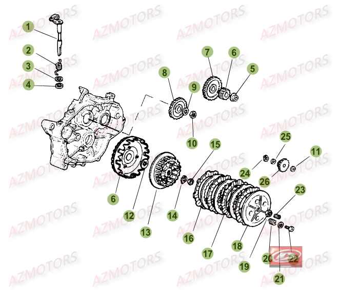 Transmission Embrayage AZMOTORS PiÃ¨ces Beta RR 50 STANDARD - 2014