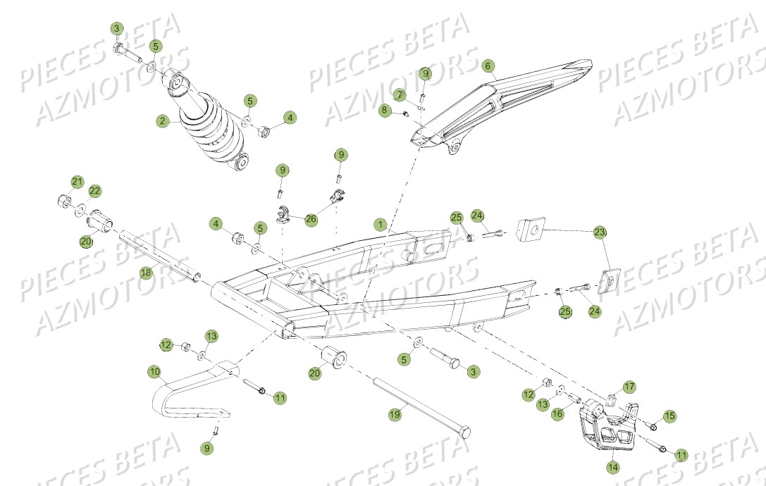 Bras Oscillant Amortisseur AZMOTORS PiÃ¨ces Beta RR 50 STANDARD - 2017