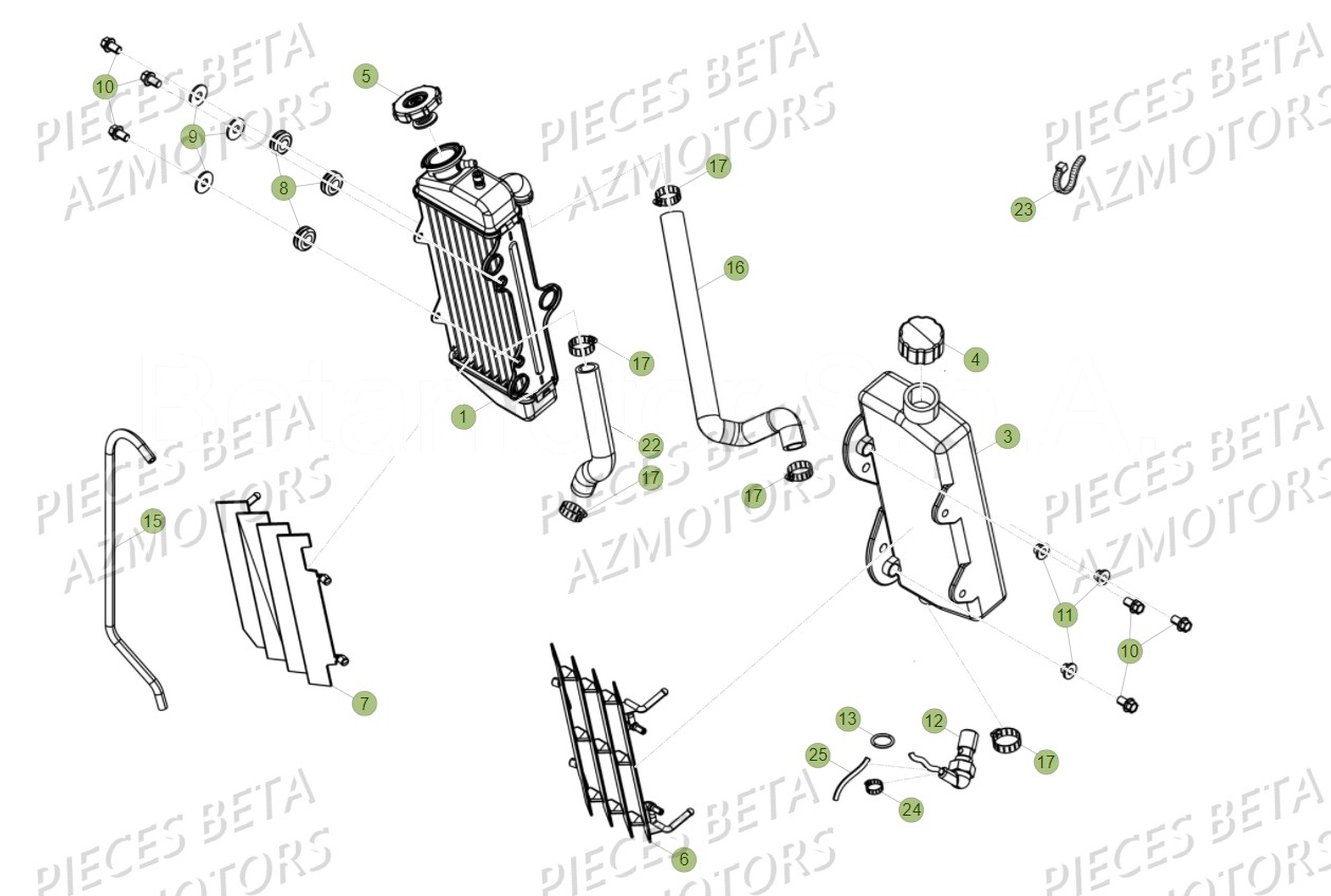 Radiateur AZMOTORS PiÃ¨ces Beta RR 50 STANDARD - 2017