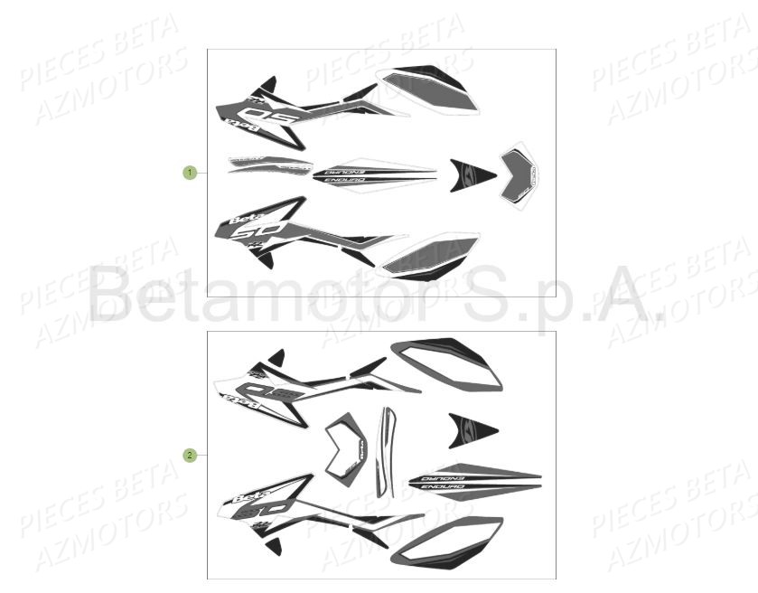 Autocollants AZMOTORS PiÃ¨ces Beta RR 50 STANDARD - 2019