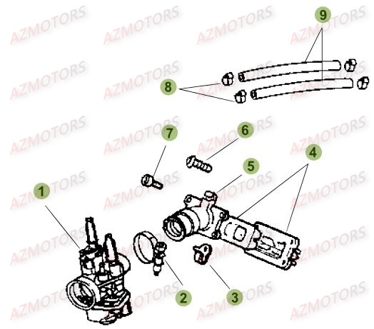 Carburateur AZMOTORS PiÃ¨ces Beta RR 50 MOTARD SPORT - 2015